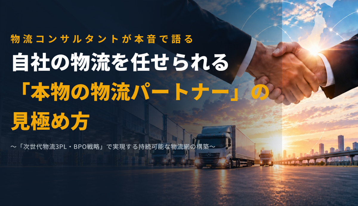 次世代物流セミナー：物流コンサルタントが本音で語る  自社の物流を任せられる 「本物の物流パートナー」の 見極め方